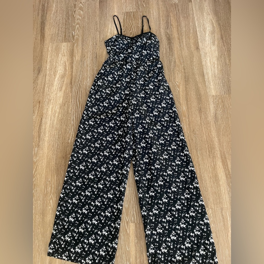 Xhilaration Black and White Floral Jumpsuit